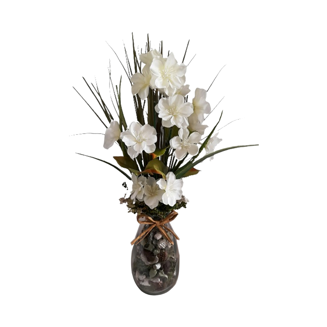 Jarra Oval Flor de Macieira Branco