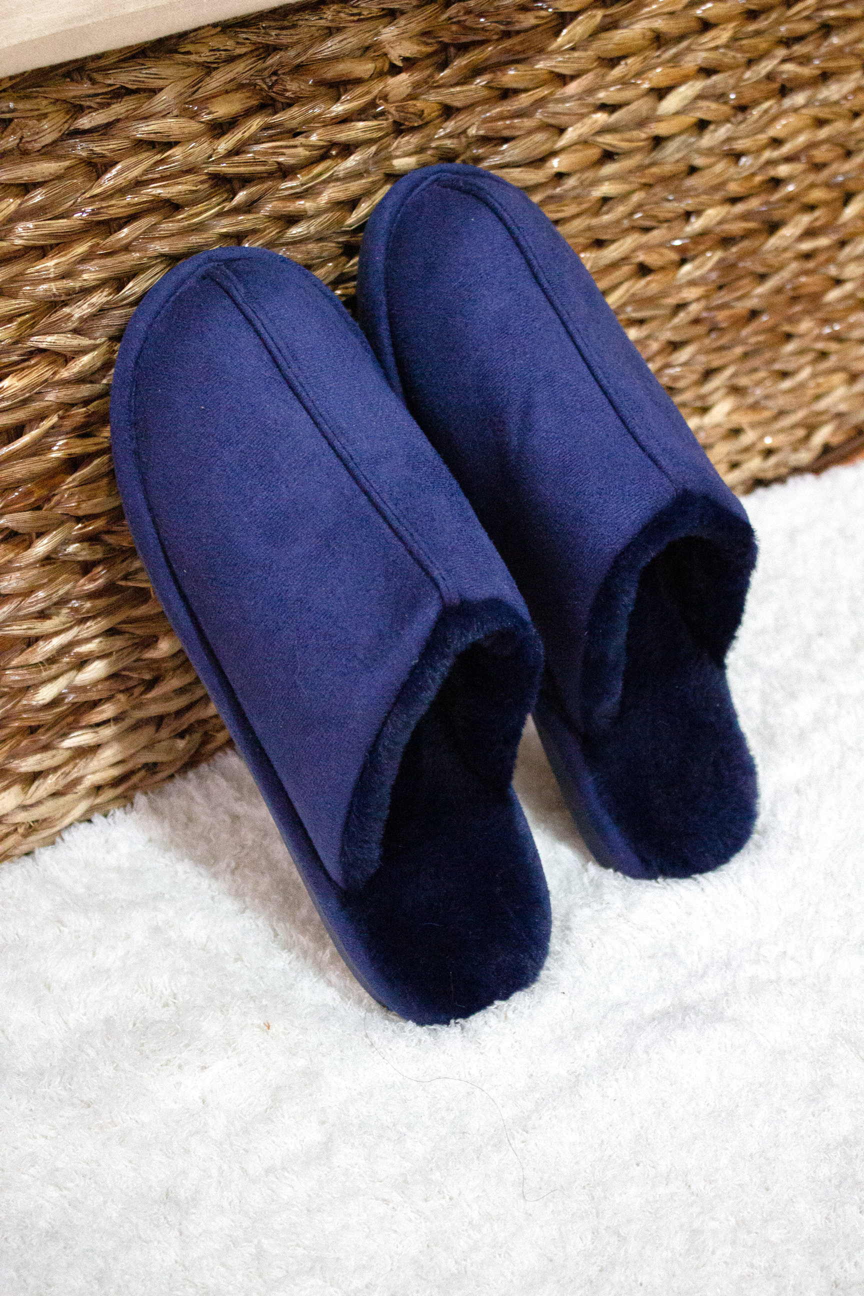 Chinelos de quarto com pelo azul Homem