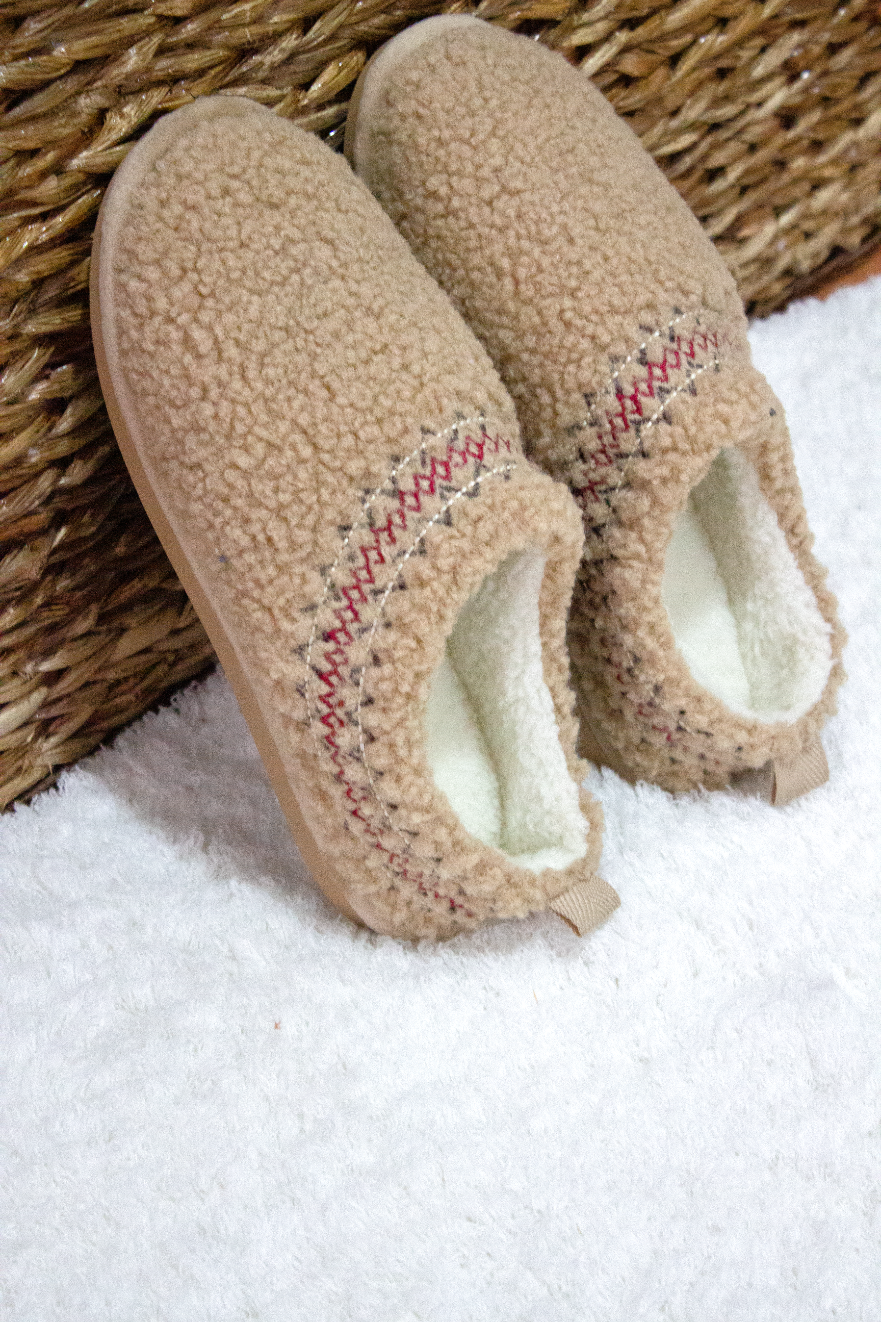 Chinelos de quarto borreguito camel Senhora