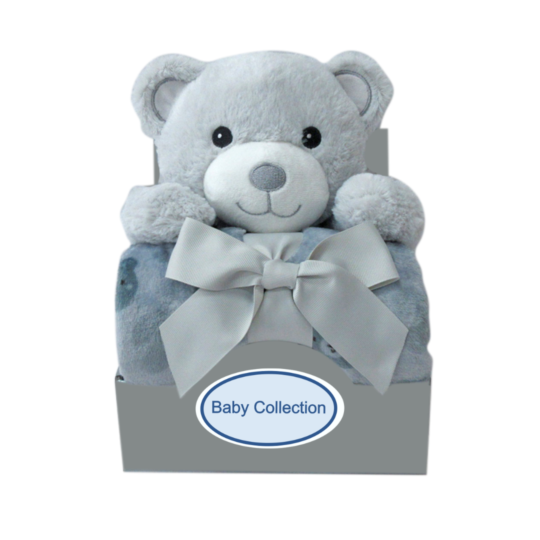 Manta e Peluche Layla Urso Cinzento