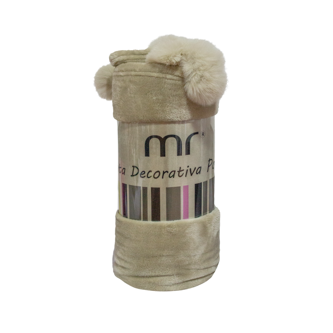 Manta Pompom Bege