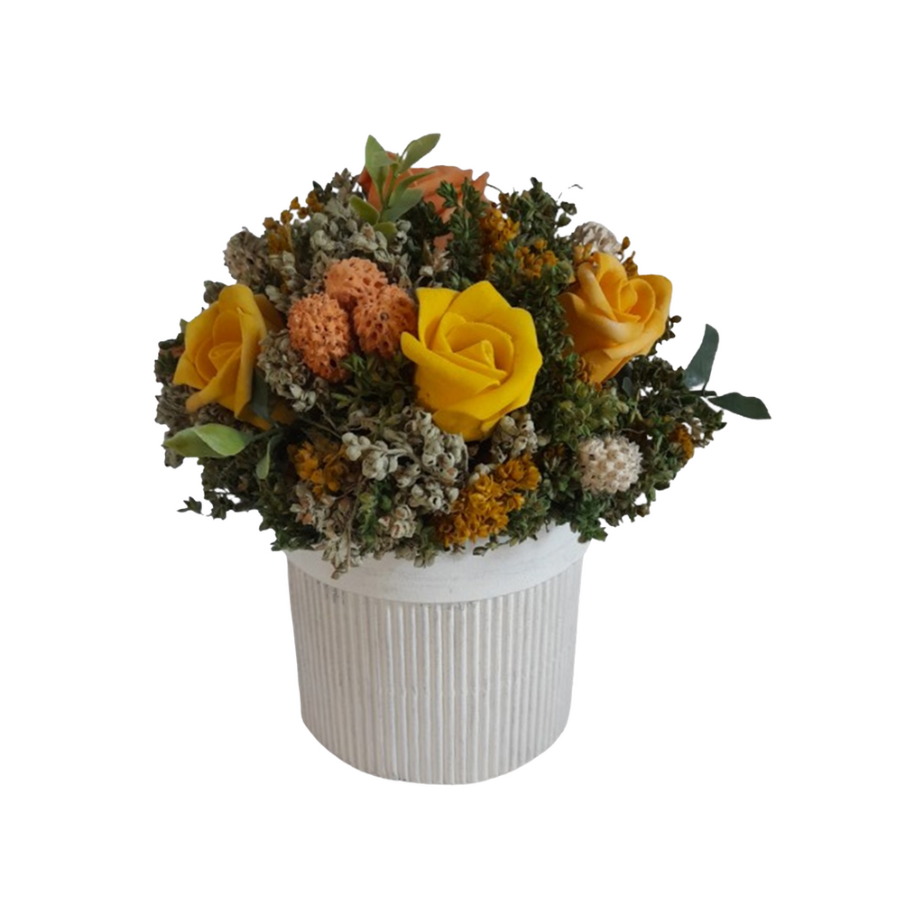 Vaso Redondo  Rosas Amarelo