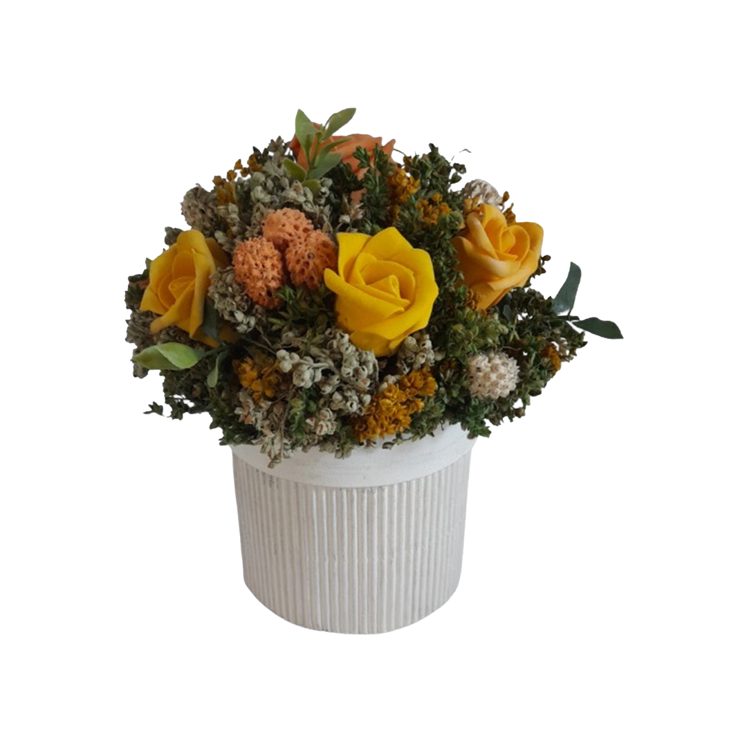 Vaso Redondo  Rosas Amarelo