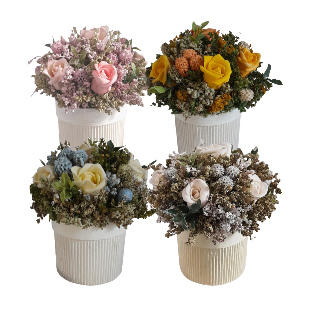 Vaso Redondo  Rosas Branco