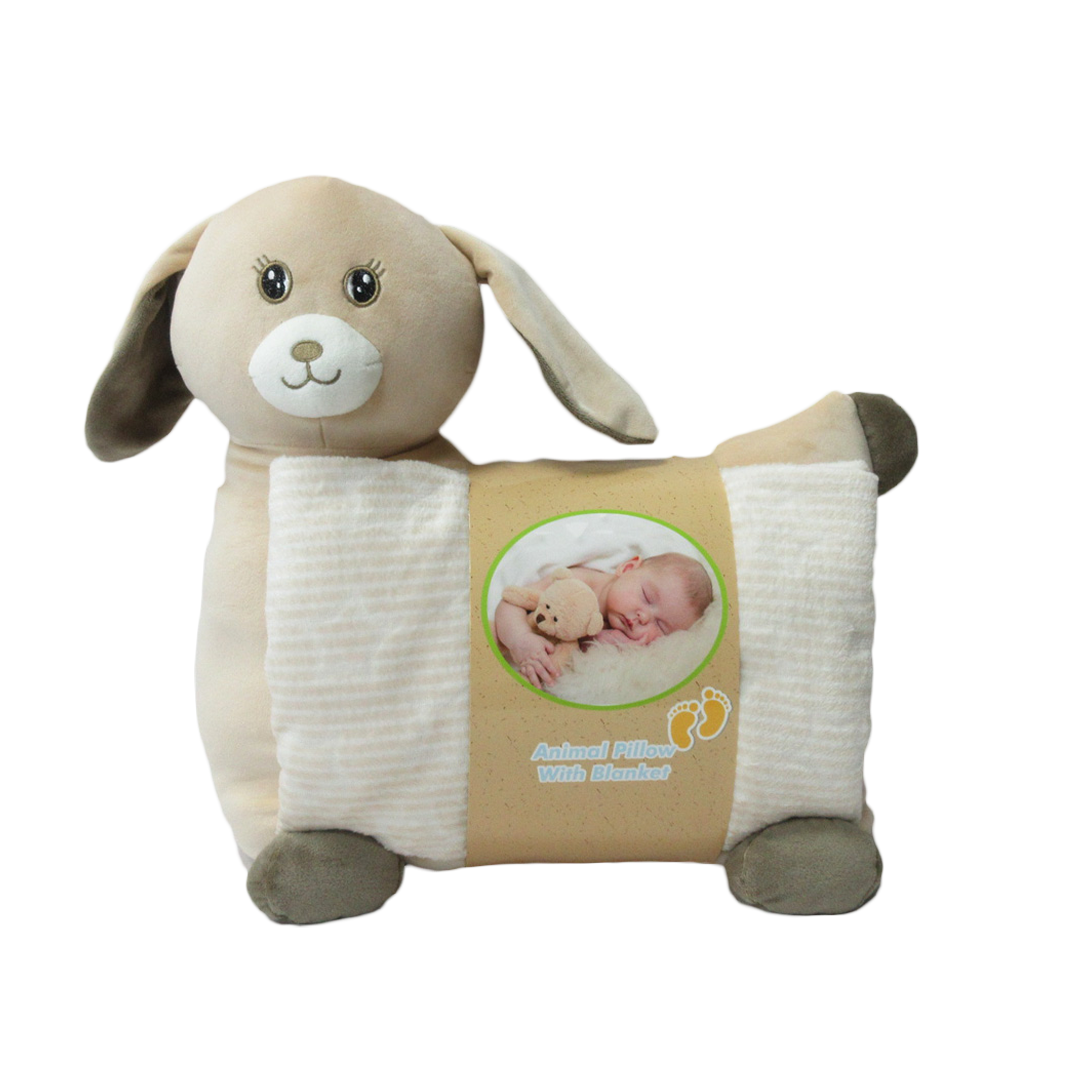 Manta e Almofada Peluche Zalma Coelho Bege