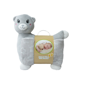 Manta e Almofada Peluche Zalma Urso Cinzento